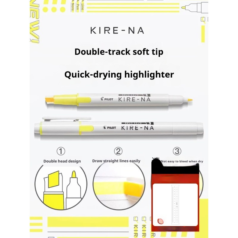 Pastel Highlighter Set Double Ended - 1/3/4/5/10PCS PILOT KIRE-NA 형광펜 세트 듀얼